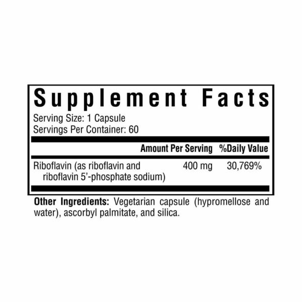 Cápsulas de riboflavina 400mg con riboflavina-5-fosfato activo