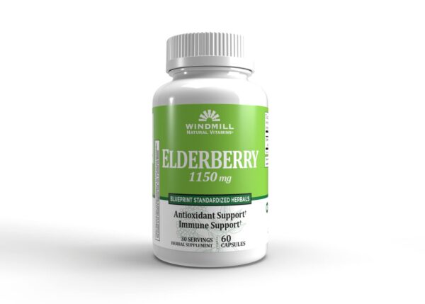 Version 1.0.0 Cápsulas de saúco Windmill Natural Vitamins frasco frontal