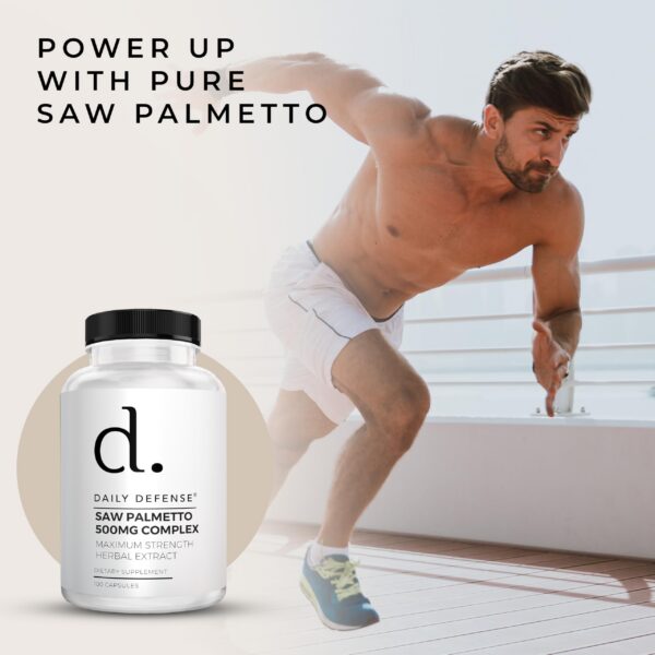 Cápsulas Saw Palmetto Daily Defense para salud prostática