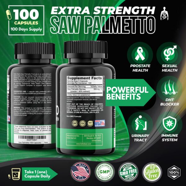 Cápsulas de Saw Palmetto para salud prostática y capilar