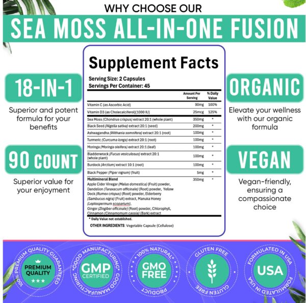 Version 1.0.0 Cápsulas Sea Moss con 18 ingredientes potentes para bienestar