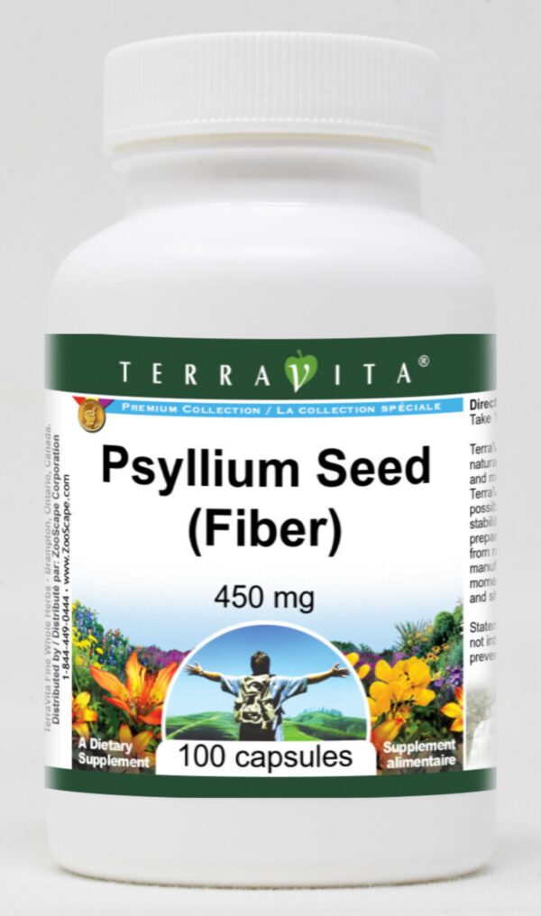 Cápsulas Semilla de Psyllium 450 mg TerraVita paquete 100