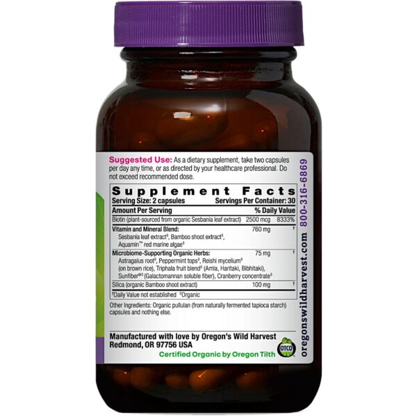 Etiqueta de cápsulas silic-bioti-na veganas