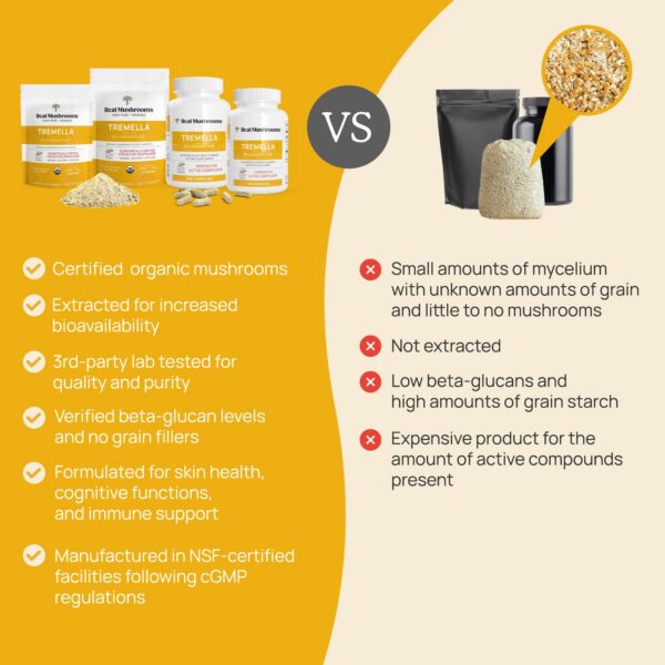 Version 1.0.0 Suplemento Real Mushrooms vegano de extracto de Tremella en polvo