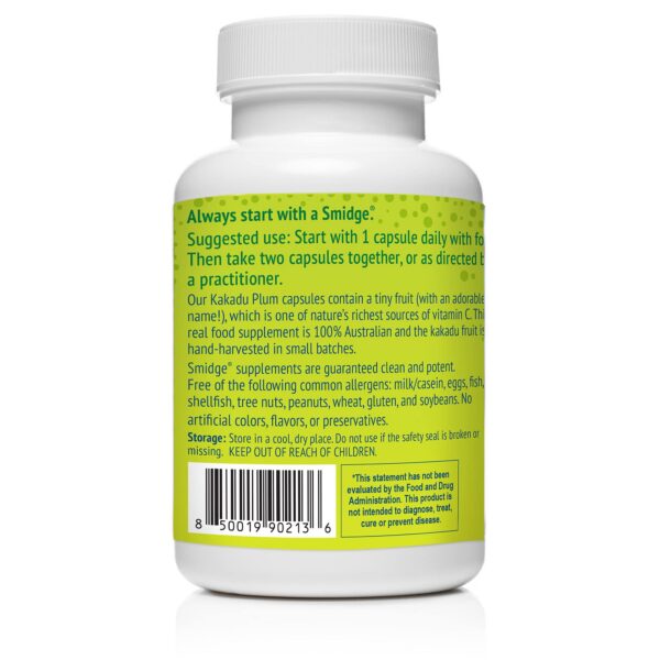 Cápsulas Smidge vitamina c pureza sin rellenos ni ácido ascórbico