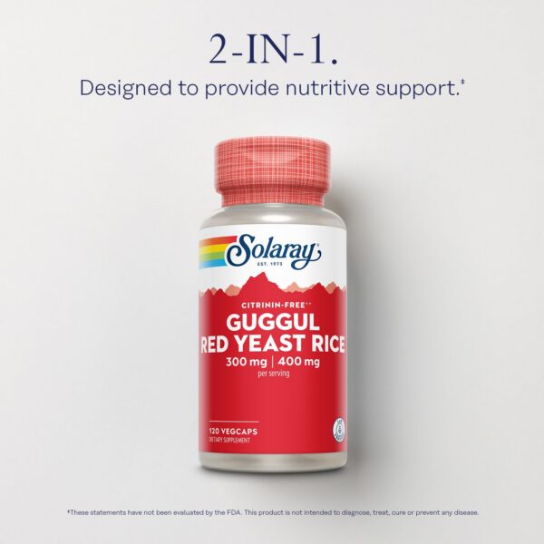 Cápsulas vegetales suplemento Solaray Guggul Arroz Rojo