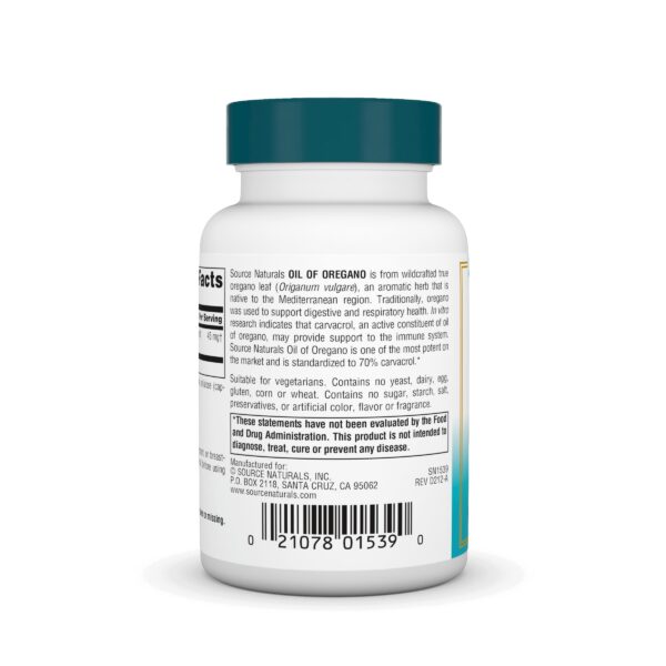 Cápsulas Source Naturals aceite de orégano para salud integral