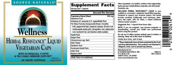Cápsulas Source Naturals Herbal Resistance vista detalle