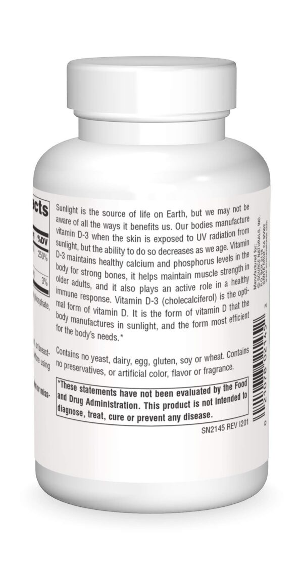 Cápsulas Source Naturals Vitamina D-3 salud ósea