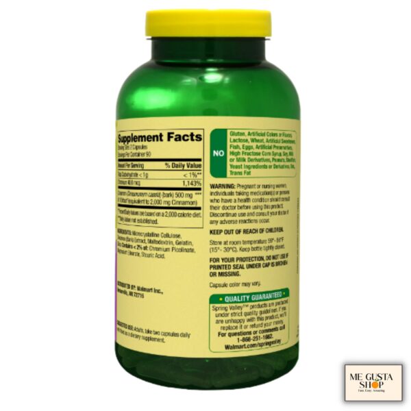 Version 1.0.0 Cápsulas Spring Valley en frasco canela cromo