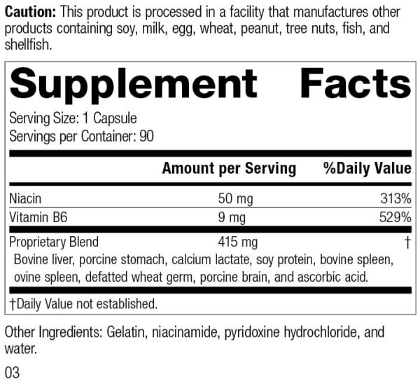 Cápsulas Standard Process Niacinamida B6