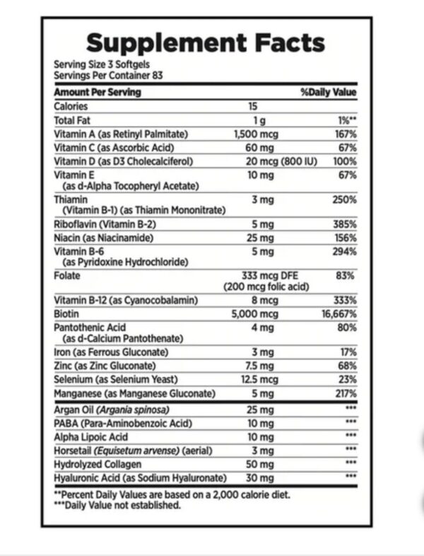 Cápsulas suaves para mejorar cabello, piel y uñas Nature's Bounty