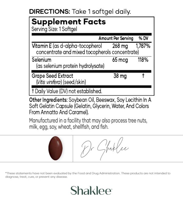Cápsulas suaves Vitamina E Shaklee extracto semilla de uva