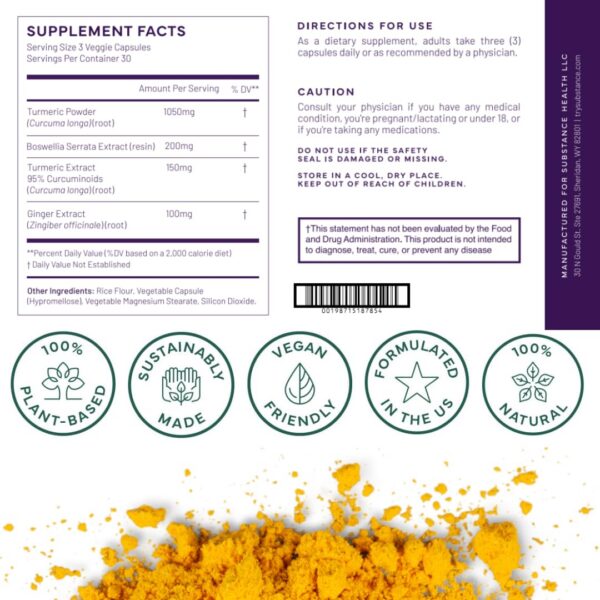 Suplemento en cápsulas para dolores musculares y articulares Nature's Relief.