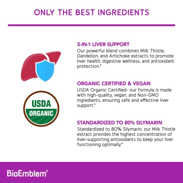 Cápsulas sueltas limpieza de hígado BioEmblem orgánico