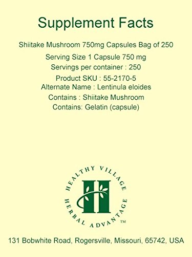 Cápsulas sueltas champiñón shiitake Herbal Advantage 750mg