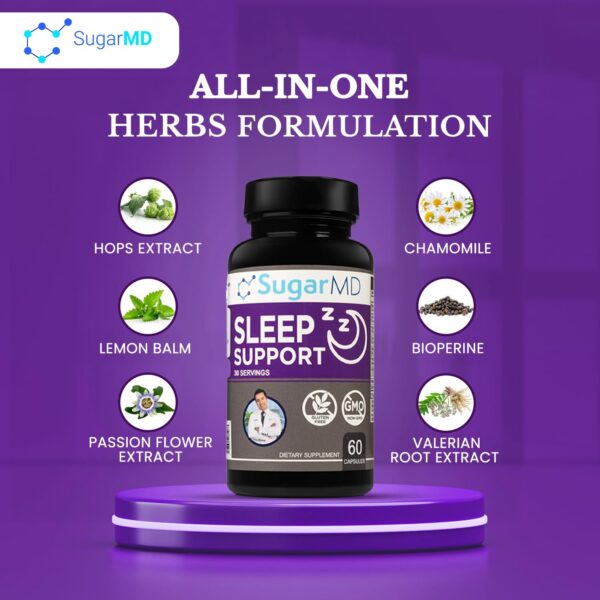 capsulas SugarMD con extractos de hierbas para dormir