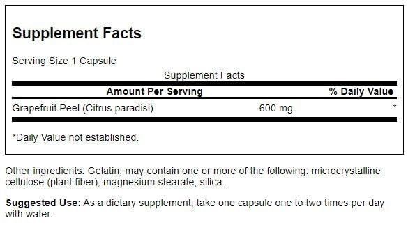 Cápsulas suplementarias con cáscara de pomelo natural Swanson