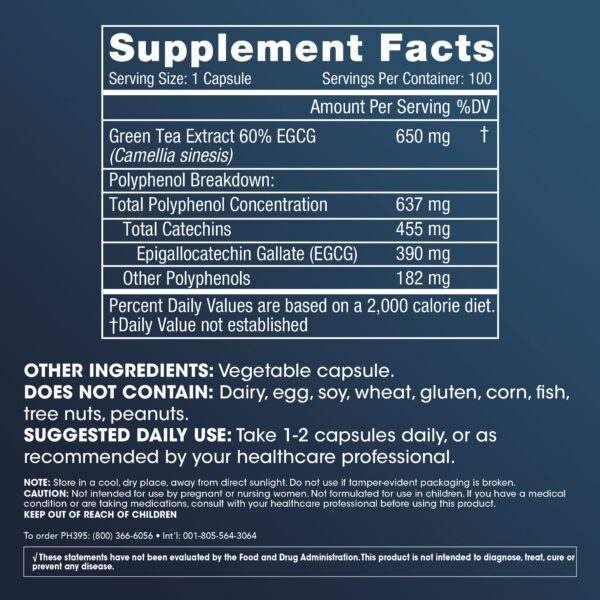 Cápsulas suplementarias de EGCG té verde ProHealth