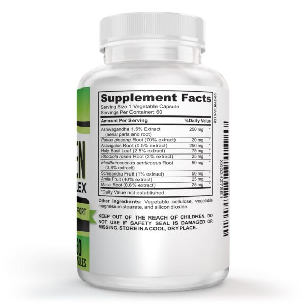 Cápsulas de suplemento adaptógeno con 9 extractos herbales