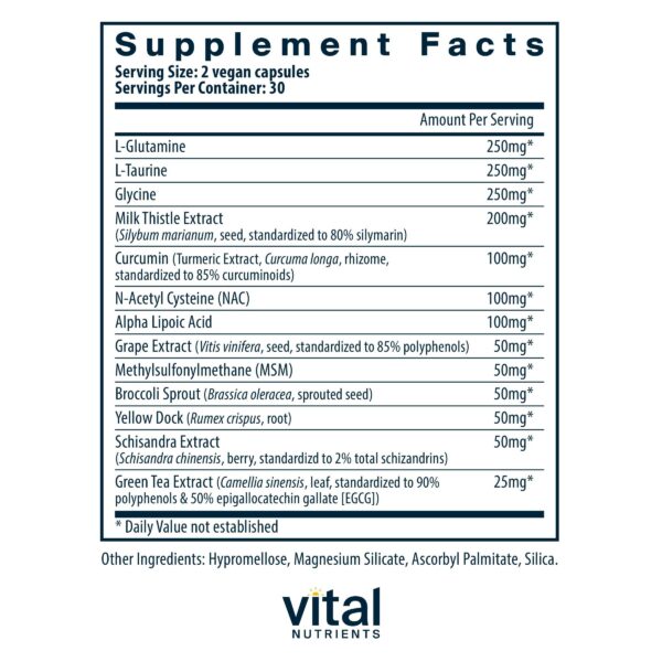 Version 1.0.0 Cápsulas de suplemento antioxidante para soporte hepático Vital Nutrients