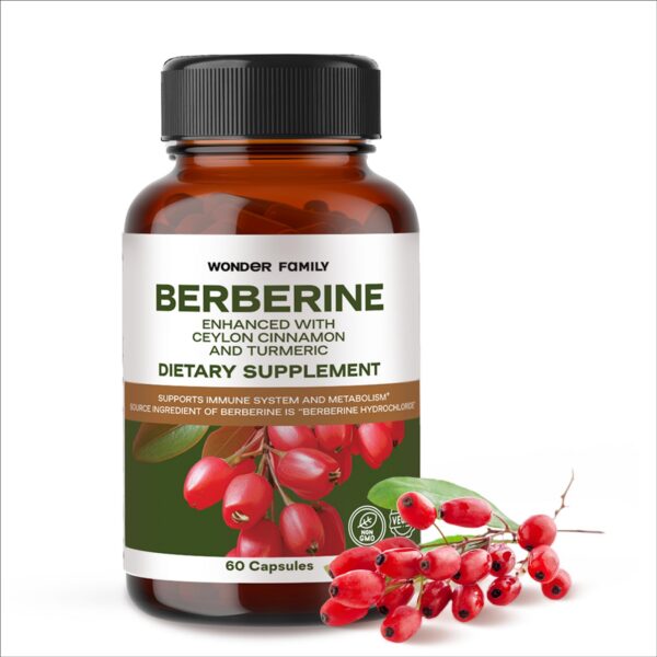 Cápsulas suplemento berberina 500 mg con probióticos y vitaminas