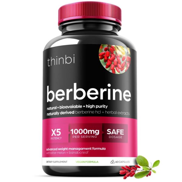 Version 1.0.0 Cápsulas de suplemento de berberina Thinbi 1000mg frasco