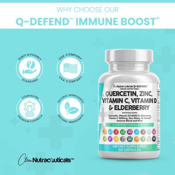 Cápsulas suplemento Clean Nutraceuticals Q-Defend para adultos soporte inmunitario