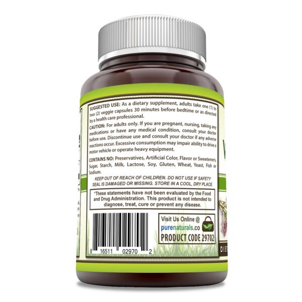 Cápsulas vegetales de suplemento complejo valeriana Pure Naturals