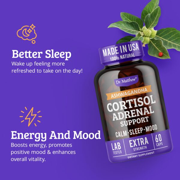 Cápsulas suplemento cortisol Dr. Matthew 60 cápsulas paquete