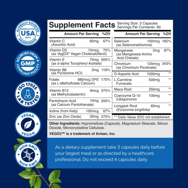 Cápsulas suplemento de fertilidad Natures Craft para hombres