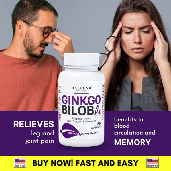 Cápsulas suplemento Ginkgo Biloba para enfoque y memoria