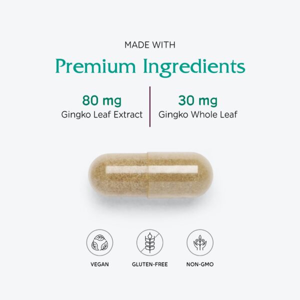 Cápsulas de suplemento herbal Vitanica Ginkgo