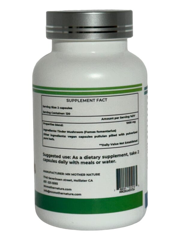 Cápsulas del suplemento hongo Tinder MN Mother Nature
