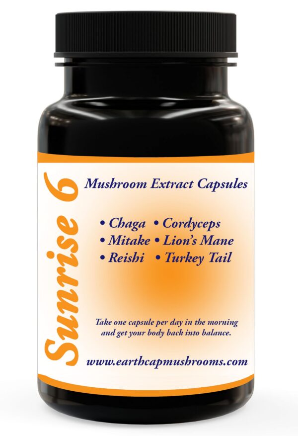 Cápsulas de suplemento de hongos Earth Cap en envase
