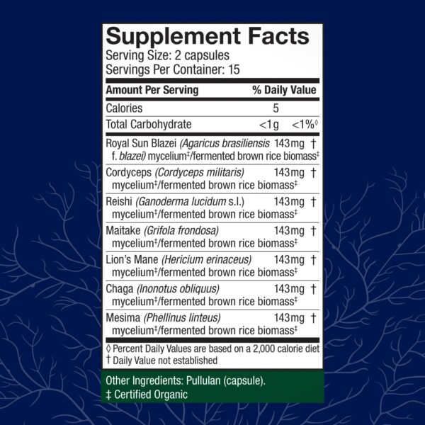 Cápsulas de suplemento de hongos Host Defense Stamets 7 especies