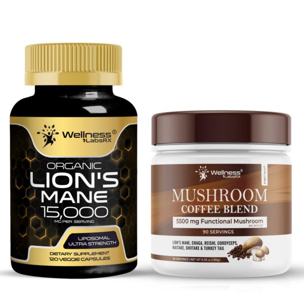 Cápsulas suplemento Lions Mane con mezcla de café y hongos WELLNESS LABSRX
