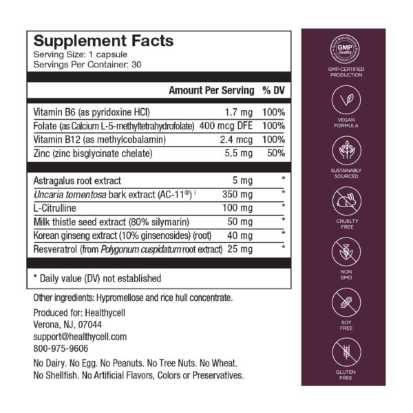 Cápsulas de suplemento Longitud de Telómeros Healthycell