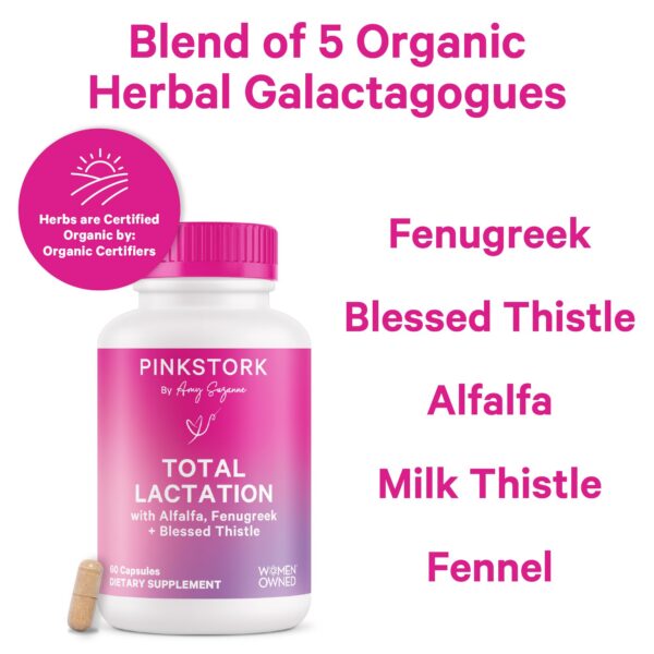 Cápsulas de suplemento Pink Stork para producción de leche