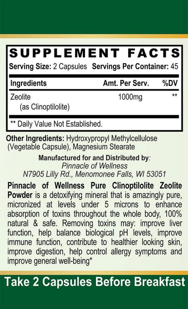 Cápsulas-de-suplemento-Pinnacle-of-Wellness-zeolita-clinoptilolita