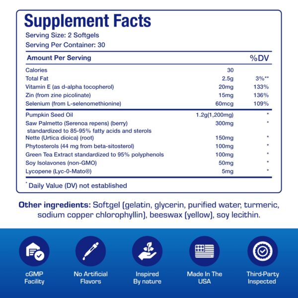 Cápsulas de suplemento Prostana para próstata saludable