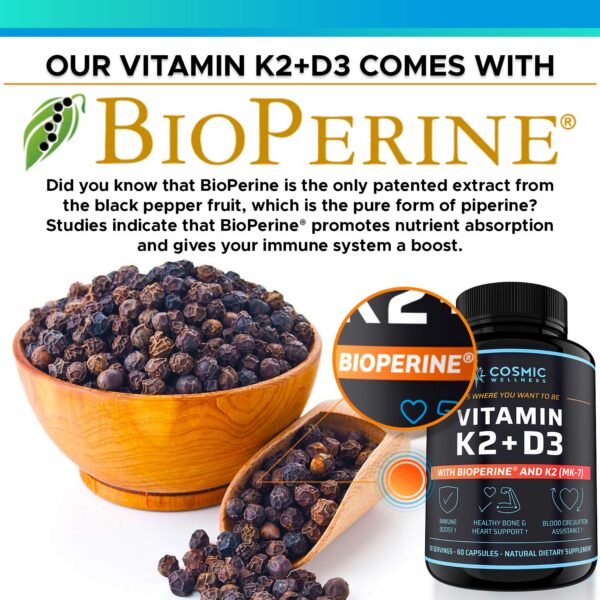 Suplemento cápsulas Vitamina K2 D3 5000UI Cosmic Wellness