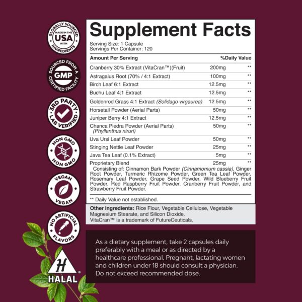 Cápsulas suplemento Water Away para soporte renal y salud vejiga