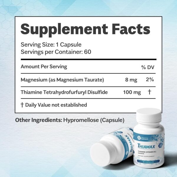 Version 1.0.0 Cápsulas Thiamax vitamina B1 sin rellenos para claridad cognitiva