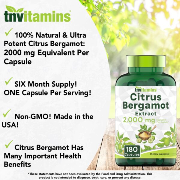 Cápsulas tnvitamins bergamota cítrica 2000 mg por porción, natural