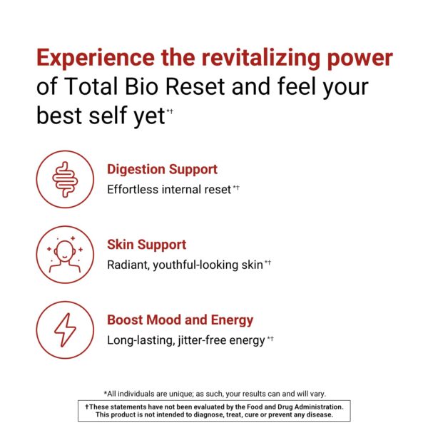 Detalle cápsulas Total Bio Reset para limpieza hepática y digestiva