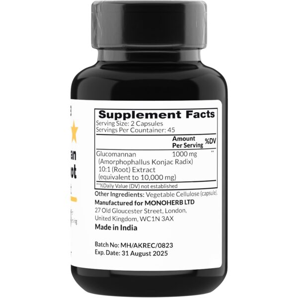 Cápsulas transparentes de extracto de raíz Amorphophallus konjac