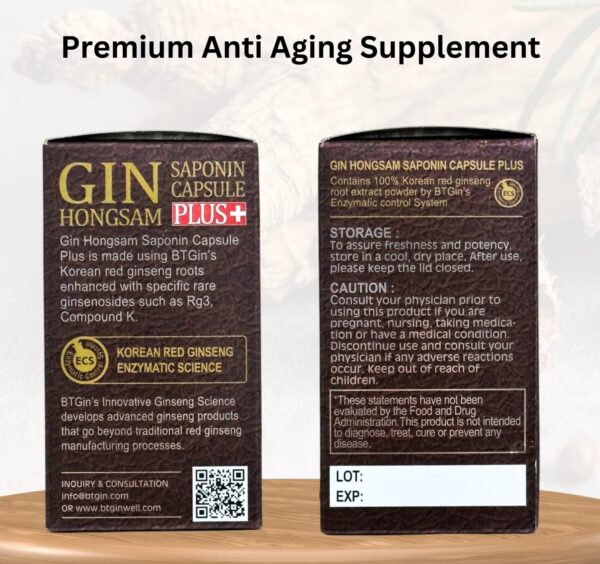 Cápsulas transparentes Ginseng Rojo Coreano BTGIN 60 unidades