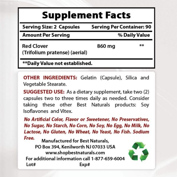 Cápsulas de trébol rojo y gymnema sylvestre suplemento natural