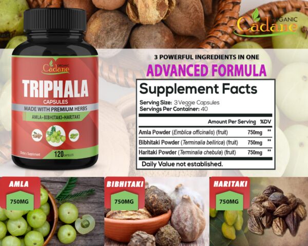 cápsulas triphala 3 polvos frutas bibhitaki haritaki amla